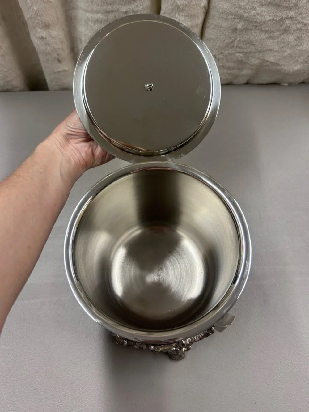 Pottery Barn Silver Coral Handcrafted Ice Bucket Aluminum Steel Nickel Finish